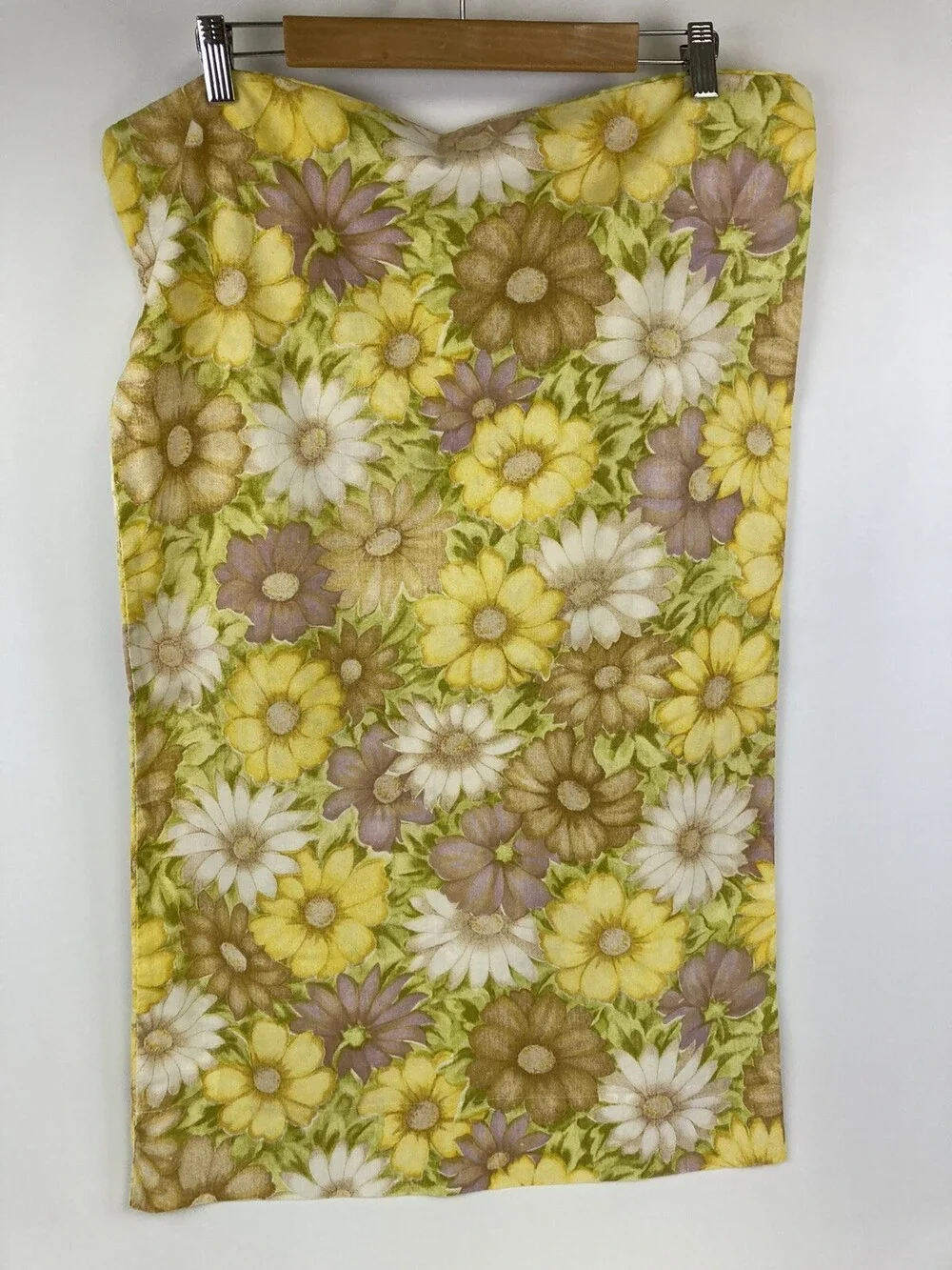 VTG Cannon Monticello Yellow Daisy Floral Standard Pillowcase Mod Flower Power
